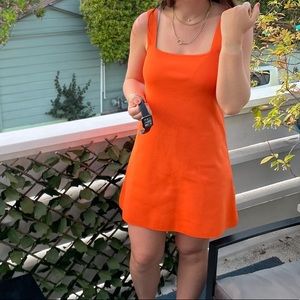 Zara Orange Square Neck Dress